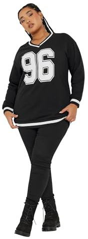 Yours Curve '96' Varsity Sweatshirt - Women's - Plus Size Curve Black