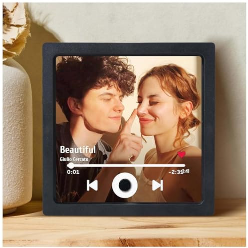 Music Fridge Magnet Custom Album,Personalised Fridge Magne Musical Magnets Can Play Song,Customized Photo for Music Lovers Friend Family Christmas Valentine's Day Birthday Gifts (Full-Border)
