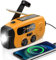 Wind Up Radio, Solar Emergency Radio, Portable Hand Crank Radio, AM/FM Radio with LED Torch, 2000mAh Rechargeable Power Bank, SOS Alarm, USB Phone Charger, Emergency Use for Camping Hiking (Orange)