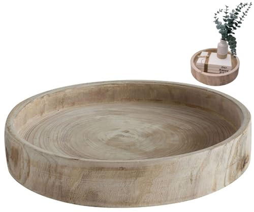 Obelunrp Holzschale, 13 Zoll runde Couchtischtabletts, dekorative Potpourri -Schüssel, Servierschalen für Eingang, Tisch, Küche, Cafédekorationen