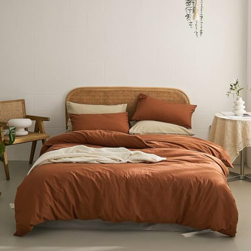 AShanlan Bettwäsche 140x200 Terracotta Bettbezug mit 1 Kissenbezug 70x90 cm | ÖKO-TEX Bettwäsche-Sets, Weich & Atmungsaktiv Mikrofaser, Einfarbig Deckenbezug mit Reißverschluss