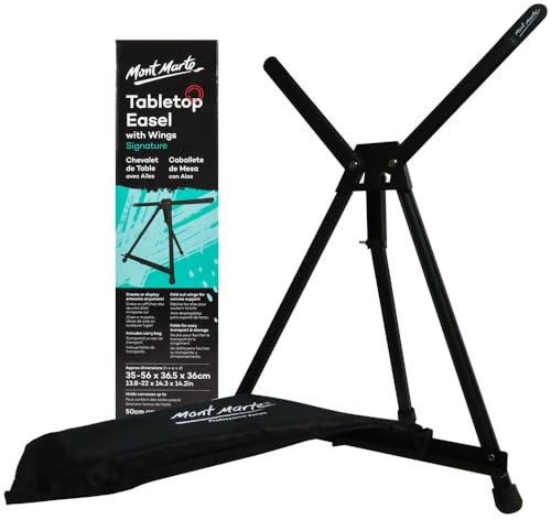 Mont Marte Aluminium-Tischstaffelei mit Tragetasche, ideal zum Malen, Zeichnen, Gestalten und Ausstellen.