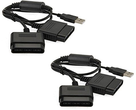 PS2 Playstation 2 zu PS3 PC USB Gamepad Controller Konverter Dual Adapter Kabelführung 2er Set
