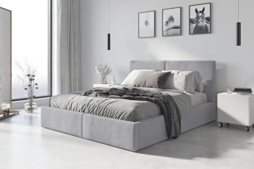Interbeds Polsterbett Hilton 140x200cm in 6 Farben inkl. Matratze und Lattenrost (Aschgrau)