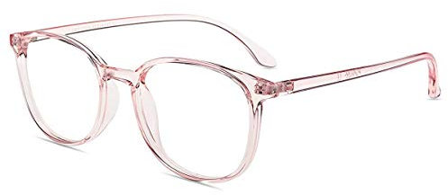 Firmoo Lesebrille mit Sehstärke 3.0 für Damen Herren, Blaulicht Computer Lesebrille für Bildschirme, Blendfreie Lesehilfe TR90 Klar Rosa
