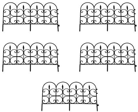 Selections Black Plastic Lawn Edging Victorian Design Panels for Garden Paths and Borders - Pack of 5