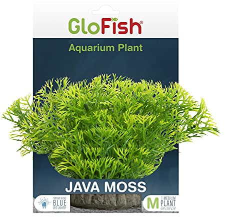GloFish Java Moss Plant Aquarium Décor, Green Medium, Fluorescent Under Blue LED Light