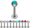 Treuheld® | Silbernes TITAN LABRET PIERCING mit KRISTALL - [27.] 1.0 x 8 mm (Kugel: 2.5mm) - petrol