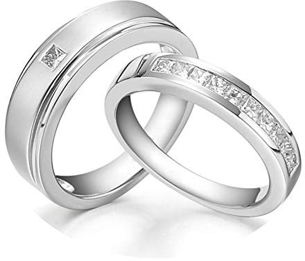 KnSam 18 Karat (750) Weißgold Ringe Matt Ehering Weißgold Herren EIN Paar Ringe Paarpreis Ringe Set Silber