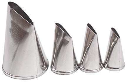 DUORUI 4pcs Icing Piping Nozzle Tips Cream Cake Decorating Cupcake Fondant Cake Stainless Steel Narrow Opening Make Flower Rose Petal