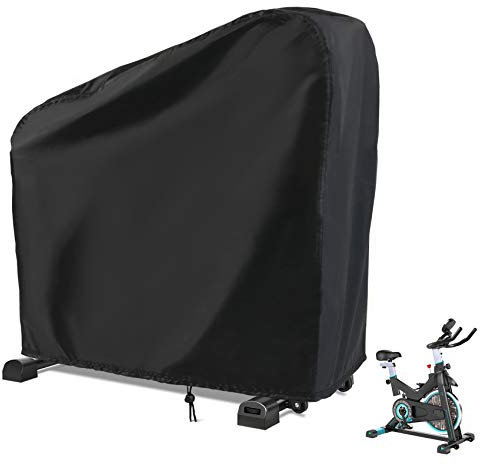Rilime Exercise Bike Cover, Upright Cycling Protective Stationary Bike Covers Outdoor Storage Waterproof Dustproof Bicycle Cover Ideal for Indoor & Outdoor Fitness(Black)