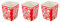 Kigima Juego de 3 vasos de palomitas de maíz (3 L), color rojo y blanco