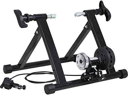 WSHA Tragbarer Fahrradtrainer Stand Fahrradtrainer Straßenreiten Magnetische Fahrradtrainingsplattform mit Geräuschreduzierungsrad 5 Stufen Widerstand, 300 LBS
