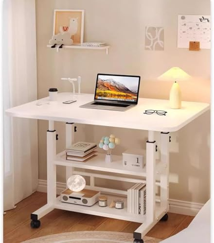 sanjianke-fs Computer Desk Mobile, Portable Office Desk with Movable Wheels, Height Adjustable Study Desk,Computer Desk, Office Work Desk for student and worker 60x40x60-90CM