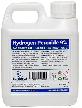 Hydrogen Peroxide 9% 30 Vols. 1L for Cleaning Disinfecting Bleaching (1L)