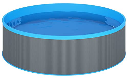 vidaXL Planschbecken mit Einhängeskimmer Pumpe Swimming Pool Schwimmbecken Schwimmbad Familienpool Aufstellpool Swimmingpool 350x90cm Grau