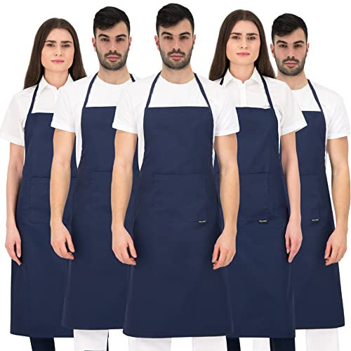 PALLTEX BORAGO Delantal Cocina Hombre Delantal Cocina Mujer Delantales de Cocina, Manualidades, Pintura, Hornear, EN ISO 13688, Azul - 5 pcs