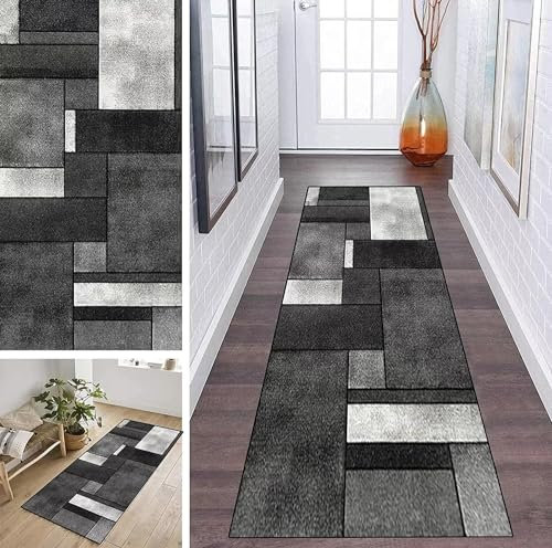 Teppich Läufer Flur Schwarz und Weiß rutschfest Korridor Teppichläufer Waschbar Modern Küche Schlafzimmer Wohnzimmer Läufer Teppich Breite 40cm/ 50cm/ 60cm/ 70cm/ 80cm/ 90cm/ 100cm ( Size : 70x300cm )