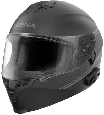 Sena Outride ECE-zertifizierte Motorrad Integralhelm Mir integrierter Bluetooth Intercom und Smartphone-Verbindung (Schwarz, S)