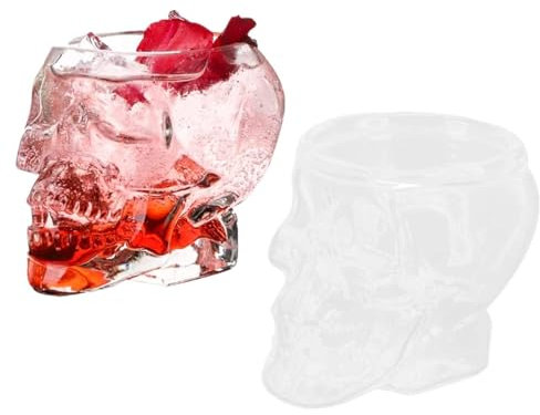 2 Pezzi Teschio Bicchiere da Colpo, Tazze Teschio per Bere Cristallo Bar Bicchiere da Cocktail Tazza Teschio Viso Boccale di Birra Bicchieri Divertenti per Acqua Liquore Tequila