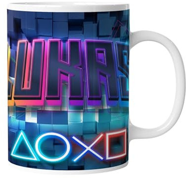 timalo® Gaming Tasse mit Namen bedrucken lassen | Kaffeetasse Gamer Neon Motiv Konsole personalisiert mit Wunschname | mug-20