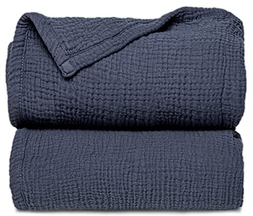 Lulu moon Musselin Decke Baby - Atmungsaktive Babydecke,Baby Decken Neugeborenen,Weiche Krabbeldecke für Kinder,Musselin Schlafdecken für Kleinkinder Mädchen Junge 120x120cm (Blue)