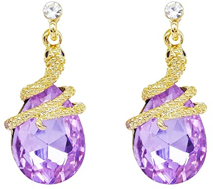 Navachi 18k Gold Plated Crystal Light Purple Zircon Snake Drop Az1359 Stud Earrings