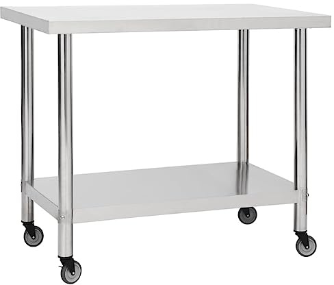 vidaXL Kitchen Work Table with Wheels 80x60x85 cm Stainless Steel