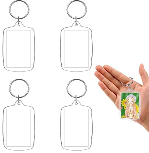 IKadiya Schlüsselanhänger für Bilderrahmen[4 Stück], Acryl Foto Schlüsselanhänger, Schlüsselbund, Bilderrahmen Anhänger Geschenk, Basteln, Geschenk für Männer Frauen Geburtstag Jahrestag
