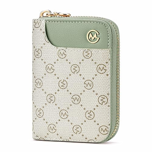 GOLF SUPAGS Portefeuilles pour Femmes, Petit Porte-Monnaie en Cuir PVC, Portefeuille pour Cartes de Crédit pour Femmes avec Fermeture Éclair (Vert Cendré)