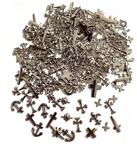 ATB-Foger 200 Stück Metall Punk Nagel Kunst Cross Nail Art DIY Nail Dekoration für Maniküre Handwerk Nagel Zubehör Dekoration (Vintage Schwarz)