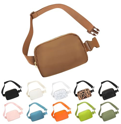 Frenou Hüfttasche für Damen, modische Bauchtasche, Crossbody-Hüfttasche, Gürteltasche mit verstellbarem Gürtel zum Laufen, Wandern, Spazierengehen, Braun, 1 x Bauchtasche