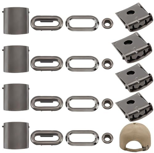 BENECREAT 30 Set Kappenschnalle Aus Edelstahl, Gunmetal-Baseballkappen-Schnalle Verstellbare Baseballkappen-Schnalle Mit Perforation Für Baseballkappen, Bohrung: 5 mm