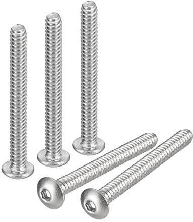 QUARKZMAN #4-40x1 Botón Hueca Cabeza Tornillos, 50uds 304 Inoxidable Acero Sujetadores Hexagonales Pernos Tornillos, Completa Rosca Hexagonal Accionamiento Tornillos