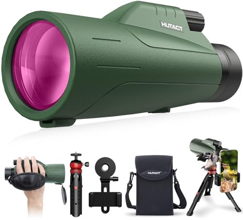 HUTACT Telescopio Monoculare Portatile12x56: Monocolo Professionale Potente per Adulti e Bambini con Prisma BAK4 e Lente FMC, adatto per Birdwatching, Escursionismo, Campeggio