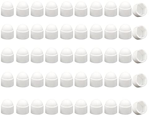 100 coperture per dadi esagonali, M8 x 13 mm, bianche, in plastica, per bulloni, viti esagonali
