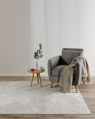 benuta Basic Teppich Claire - Creme 120x170 cm - Minimalistischer Wohnzimmerteppich im Geometrischen Retro-Stil - Pflegeleicht - Fußbodenheizung Geeignet