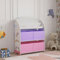 [en.casa] Étagère pour Enfants avec 3 Compartiments pour Livres et 4 Boîtes de Rangement pour Jouets Motif Licorne Panneau de Particules Polyester 98 x 83 x 30 cm Blanc Violet Rose