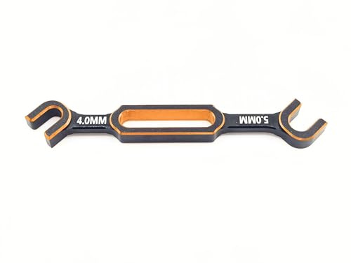 rcbay Mini Aluminium Doppel-Gabelschlüssel 4mm / 5mm - schwarz-gold | leichter Maulschlüssel