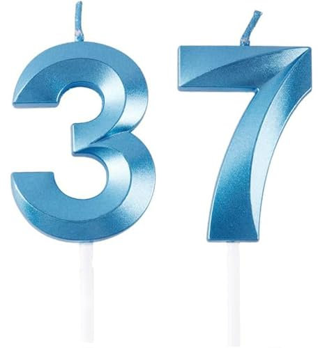 Geburtstagskerzen Zahlen 37/73, Blaue Geburtstag Kerzen, Zahlenförmige Kerze, 3D Tortendeko, kuchen Dekoration für Geburtstag Party, Hochzeiten, Firmenfeiern, Jubiläen, Birthday Candle Number 37/73
