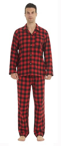 BEGIANT Ensemble Pyjama Homme Hiver 2 Pièces Flanelle Coton à Carreaux Ultra Doux Haut Manches Longues & Pantalon avec Poches Vêtement Nuit Chaud