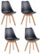 JZGORC Juego de 4 Sillas de Comedor, Sillas de Cocina Nórdicas, Sillas de Oficina con Patas de Haya Maciza para Dormitorio, Sala de Estar, Cocina - Negro