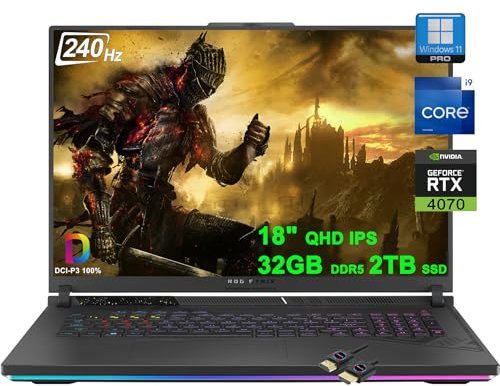 ASUS ROG Strix G18 G814 Gaming Laptop | 18 QHD 240Hz (100% DCI-P3, 3ms) | Intel 24-Core i9-13980HX | 32GB DDR5 2TB SSD | GeForce RTX 4070 | Thunderbolt RGB Backlit Fast Charging Win11Pro + cavo HDMI