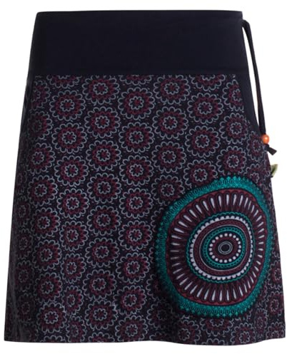 Vishes kurzer Damen-Rock mit Mandalas I Handgefertigt aus 100% Baumwolle I Rock mit Taschen I Ideal für warme & kalte Monate I Nachhaltige Alternative Bekleidung