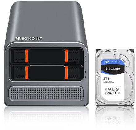 MNBOXCONET Mini PC Sever Nas Octa-Core N305 2 Bay,3-in-1 Micro PC Computer DDR5 8GB RAM 256GB NVMe SSD 2TB 3.5 HDD, SJR3 Dual 2.5GbE i226V LAN Soft Router, SPK/MIC, Hot Swapping HTPC