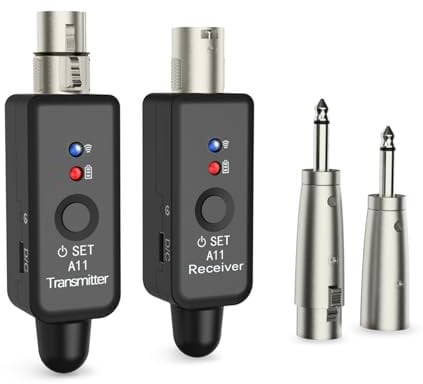 INGPARTNER A11 2.4GHz Wireless Microphone Transmitter Receiver 4 Channels Plug-on XLR Mic Adapter Wireless Mic System for Dynamic/Condenser Mics, Audio Mixer, DSLR Camera,PA System (1TX + 1RX)