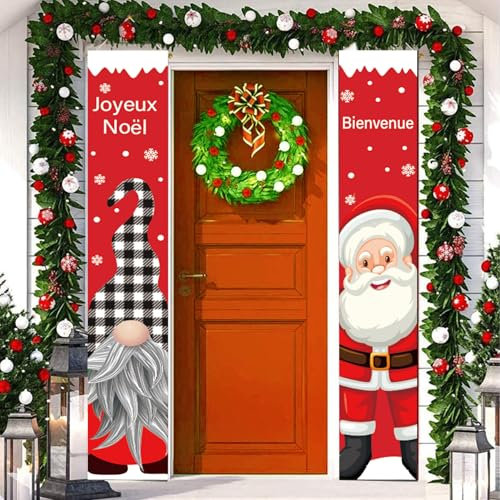 Bannière de Porte Joyeux Noël - Décorations Extérieures pour Noël - Banderole Merry Christmas