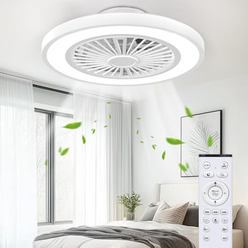 Ateroll Ventilatore da Soffitto con Luce e Telecomando, Motore DC 25W LED 40W (3000K-4500K-6500K), 6 Velocità del Vento Regolabili con Telecomando, Timer(2H/4H), Memoria Luce