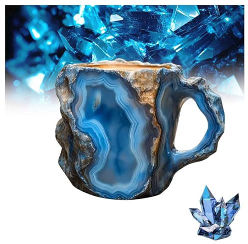 HINNVCL Mineral Crystal Coffee Mug - Multicolor Gemstone Mug Made of Natural Crystal