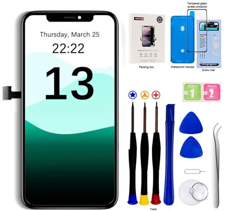 EFaith für iPhone 13 Display LCD 6.1 Ersatz Bildschirm Full HD Bildschirm,Displayrahmen 3D Touch Screen Digitizer Mit Reparaturwerkzeug und Aus Wasserfest Anhaftendem